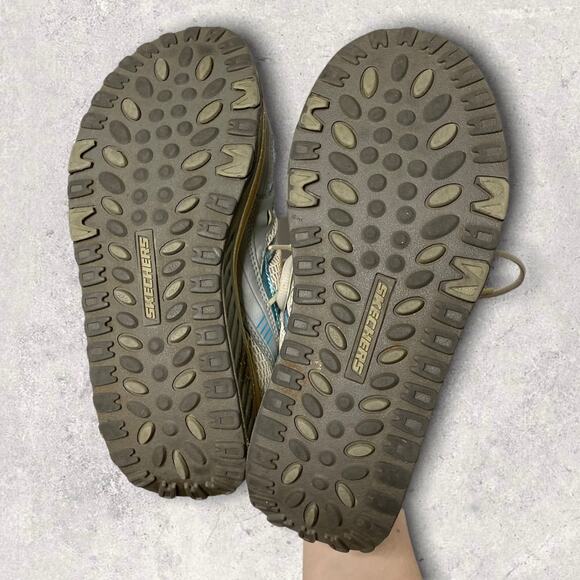 Vintage Y2K Skechers Shape up Walking Shoes Womens 7 Grey Metallic Blue - Picture 4 of 5